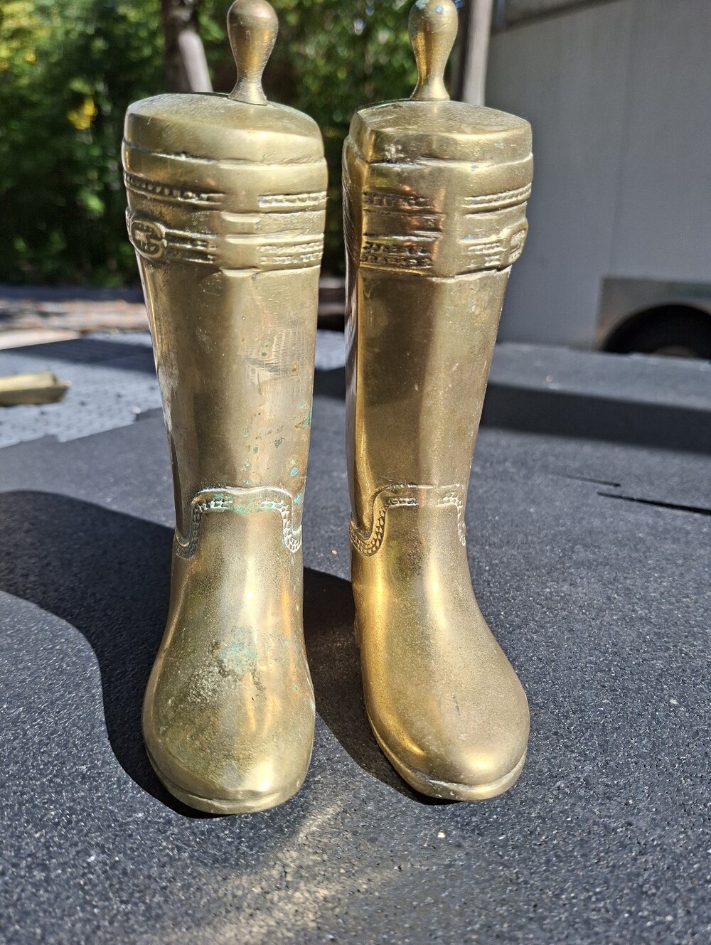Vintage Brass Cowboy Riding Boots Equestrian Western Bookends Ralph Lauren Style - Picture 5 of 14